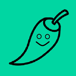 A cartoon of a chili pepper with a smiley face